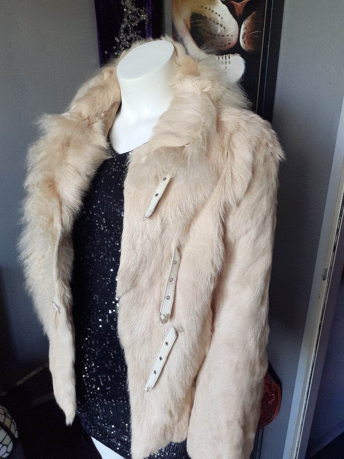Zalmroze echte HOBO IBIZA bontjas bont jas bontjasje M, Ophalen of Verzenden, Gedragen, Maat 38/40 (M), Roze