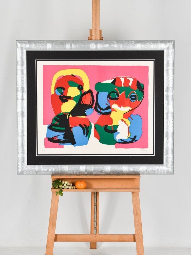 Karel Appel (1921-2006) - Two Faces, Antiek en Kunst, Ophalen, Portret en Figuren, Lithografie, Gesigneerd