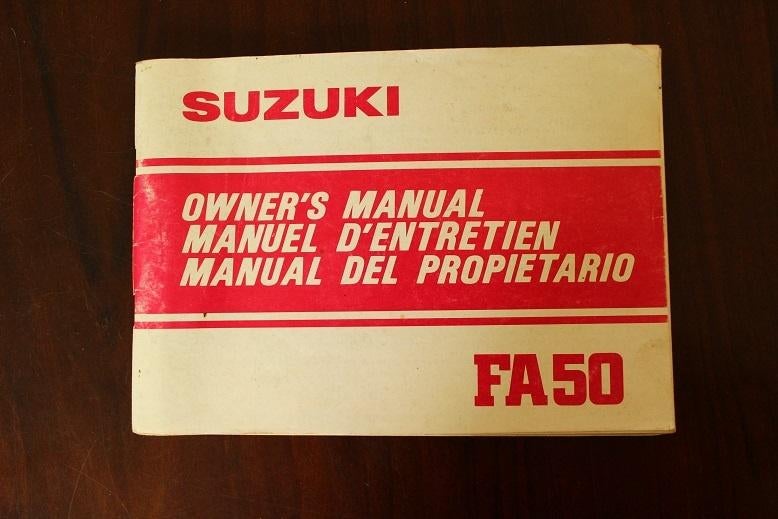 Suzuki FA50 1982 moped owner's manual instructie boekje, Fietsen en Brommers, Handleidingen en Instructieboekjes, Gebruikt, Ophalen of Verzenden