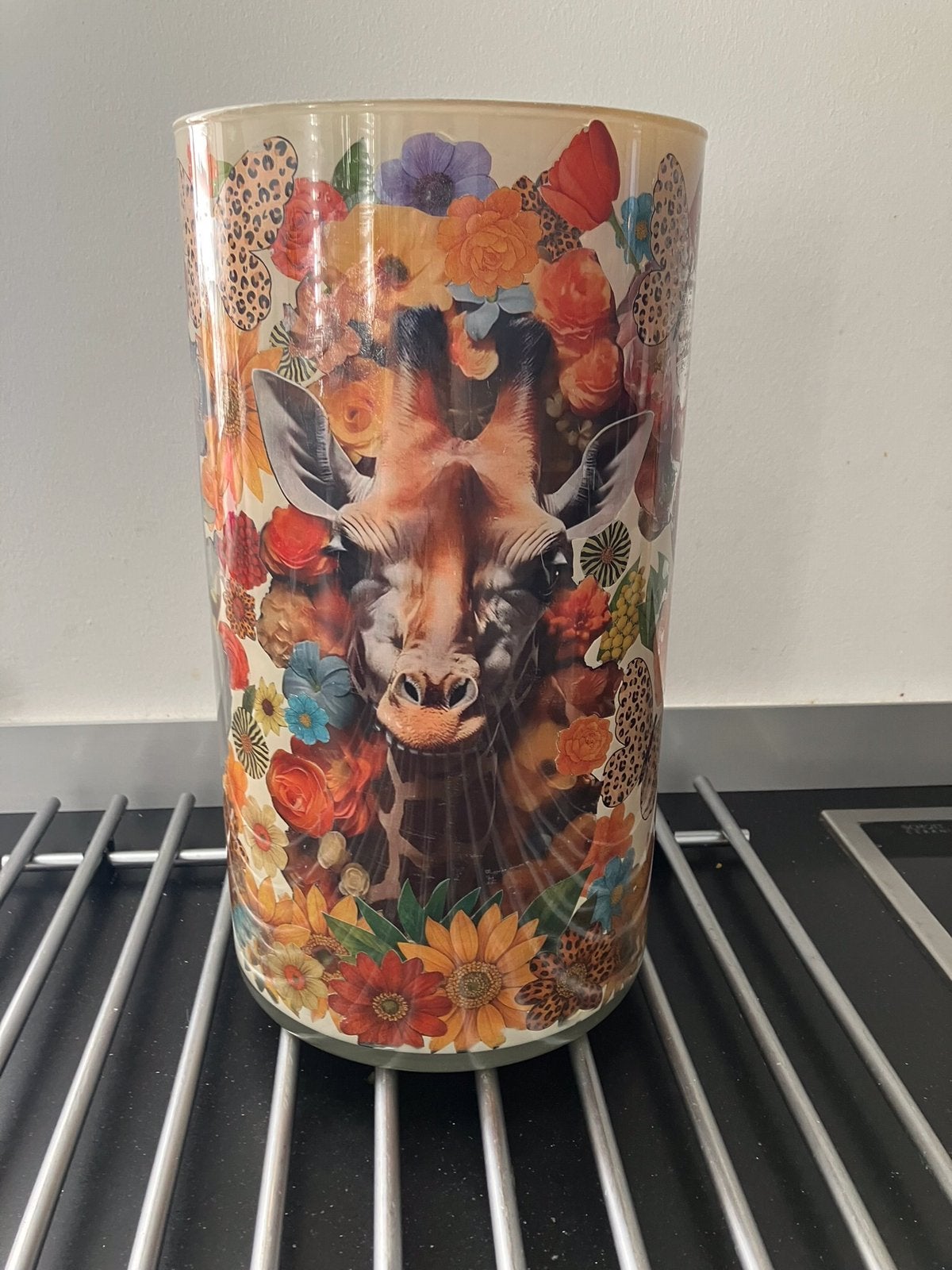 Grote decoupage vaas handgemaakt, 29 cm, Handgemaakt, Meerkleurig, Nieuw