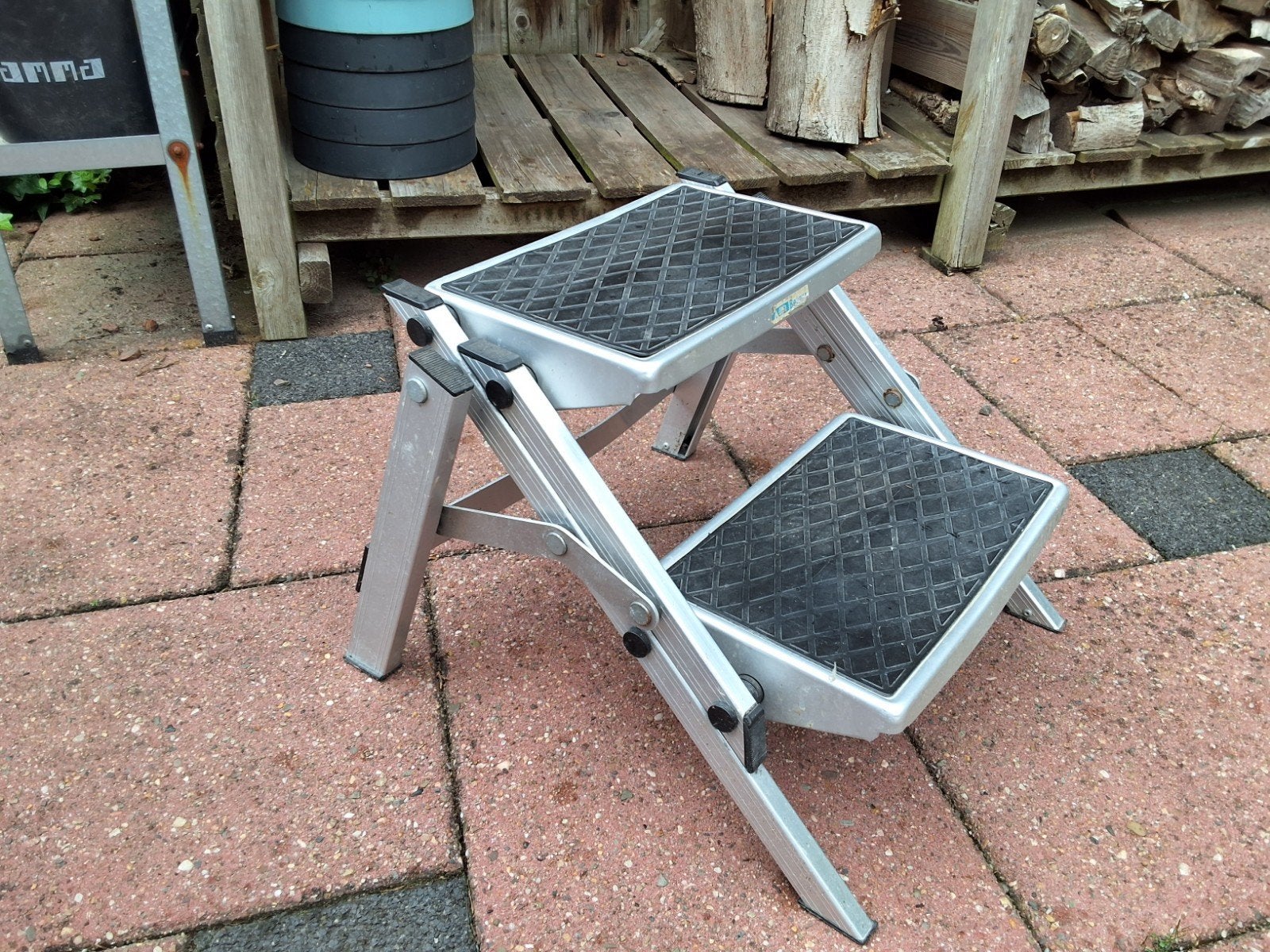 Opvouwbare aluminium trap met 2 treden, Caravans en Kamperen, Caravan accessoires, Gebruikt, Ophalen of Verzenden