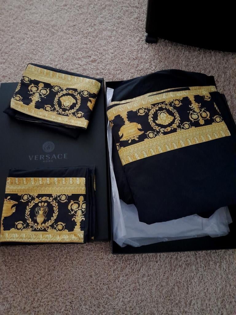 Luxe Versace 4-delig Tweepersoons Beddengoed Set, Ophalen, Zwart, Overige typen, Tweepersoons