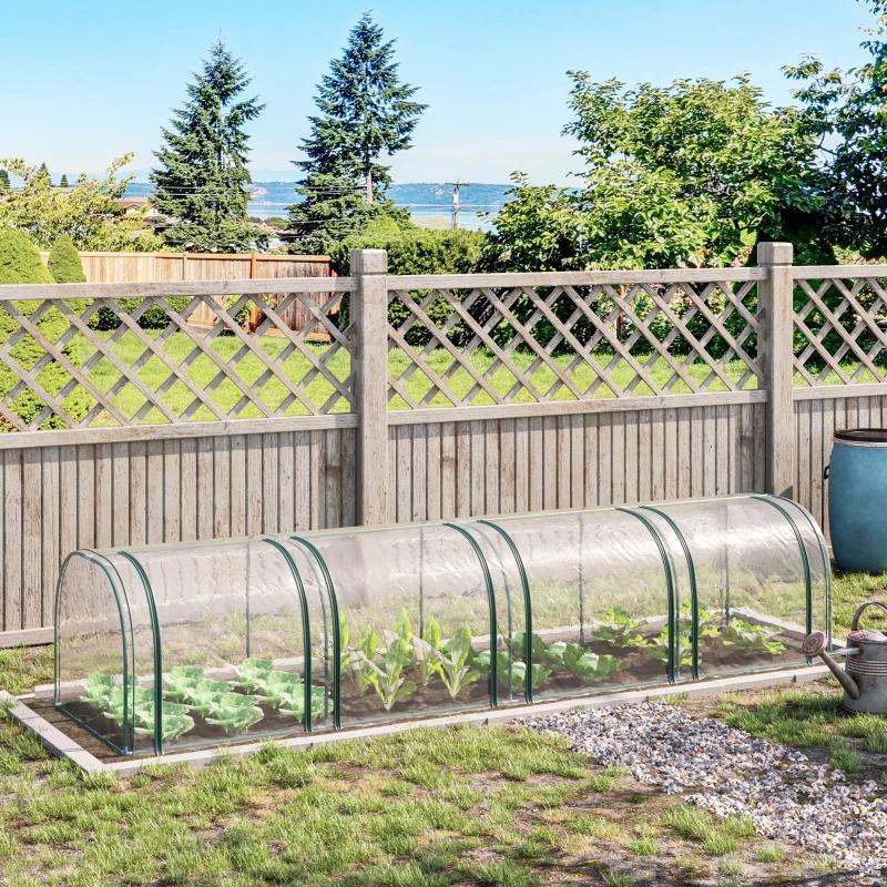 Outsunny Tunnelkas - Robuust & Transparant - 395x100x80cm, Ophalen
