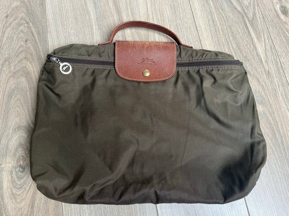 Longchamp Le Pliage tas - Donkergroen/Bruin, Ophalen of Verzenden, Gebruikt, Groen, Shopper