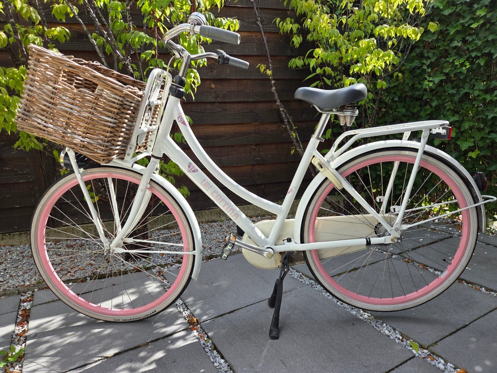 Cortina U4 Transportfiets Dames - Wit met Roze Velgen, Terugtraprem, Ophalen, Overige merken, 53 tot 56 cm