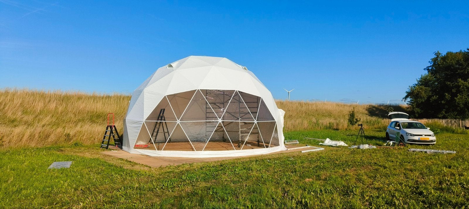 Dome 8 meter showroommodel, Caravans en Kamperen, Tenten, Ophalen, Zo goed als nieuw, Tot en met 4