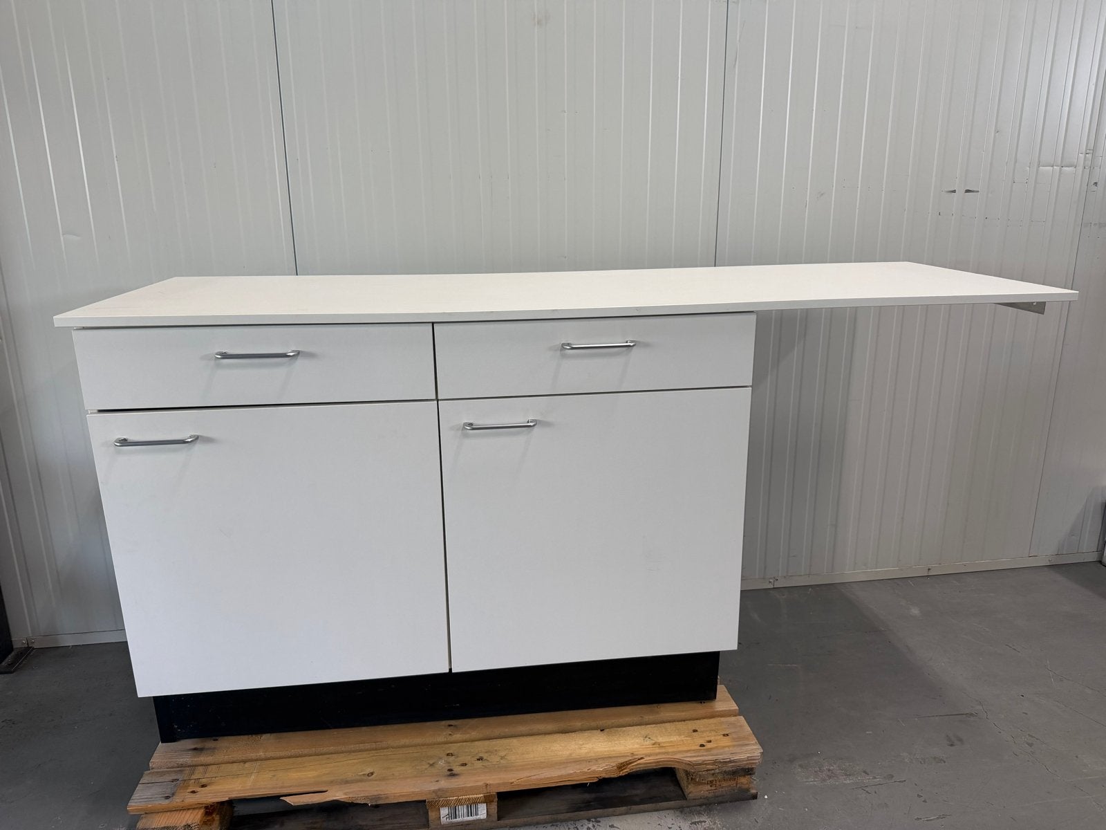 Keukenkastjes met blad en zwarte plint, Huis en Inrichting, Keuken | Keukenelementen, Ophalen, Gebruikt, Wit, 150 tot 200 cm