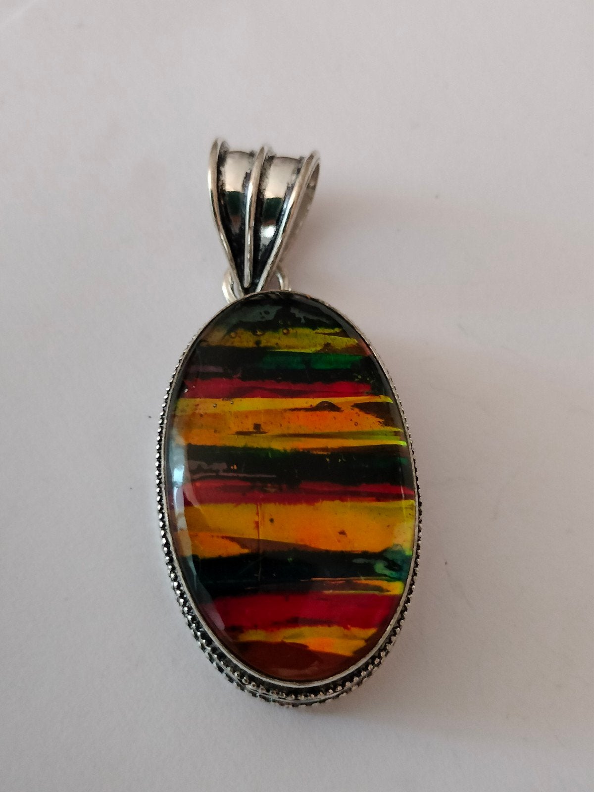 Zilveren hanger met ammoliet, Verzenden, Nieuw, Met edelsteen, Zilver