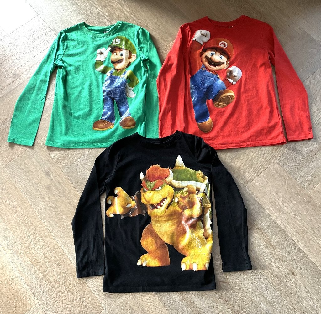 3x Super Mario Bros longsleeves,  maat 134 - 140 H&M nieuw, H&M, Nieuw, Ophalen of Verzenden, Shirt of Longsleeve