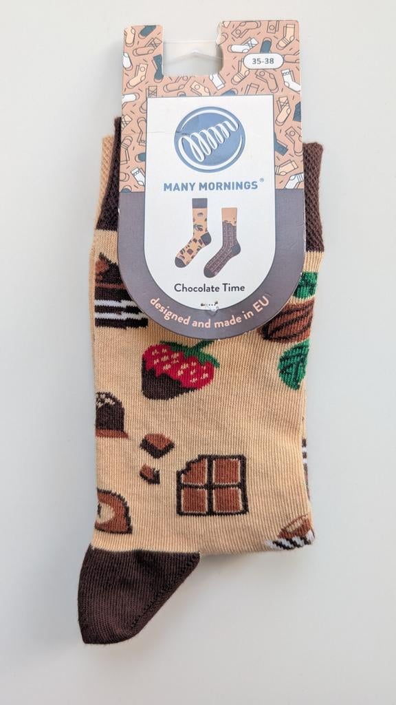 Nieuwe Many Mornings 'Chocolate Time' sokken, maat 35-38, Sokken en Kniesokken, Many Mornings, Bruin, Maat 35 t/m 38