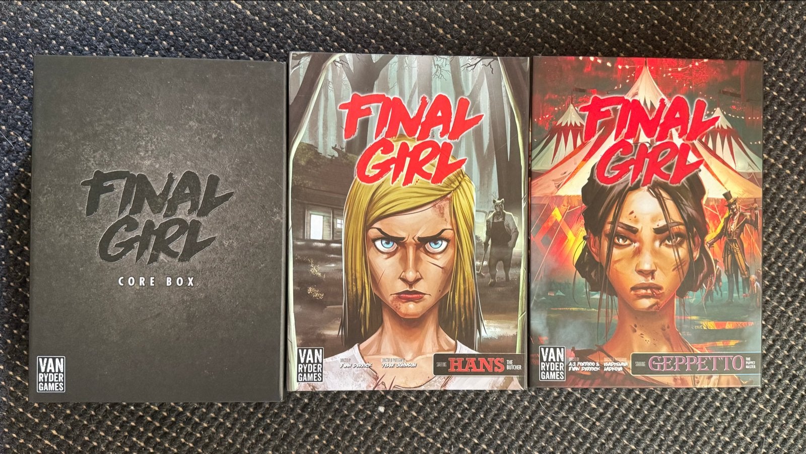 Final Girl Core Box + Happy Trails & Carnival of Blood, Een of twee spelers, Ophalen of Verzenden, Zo goed als nieuw