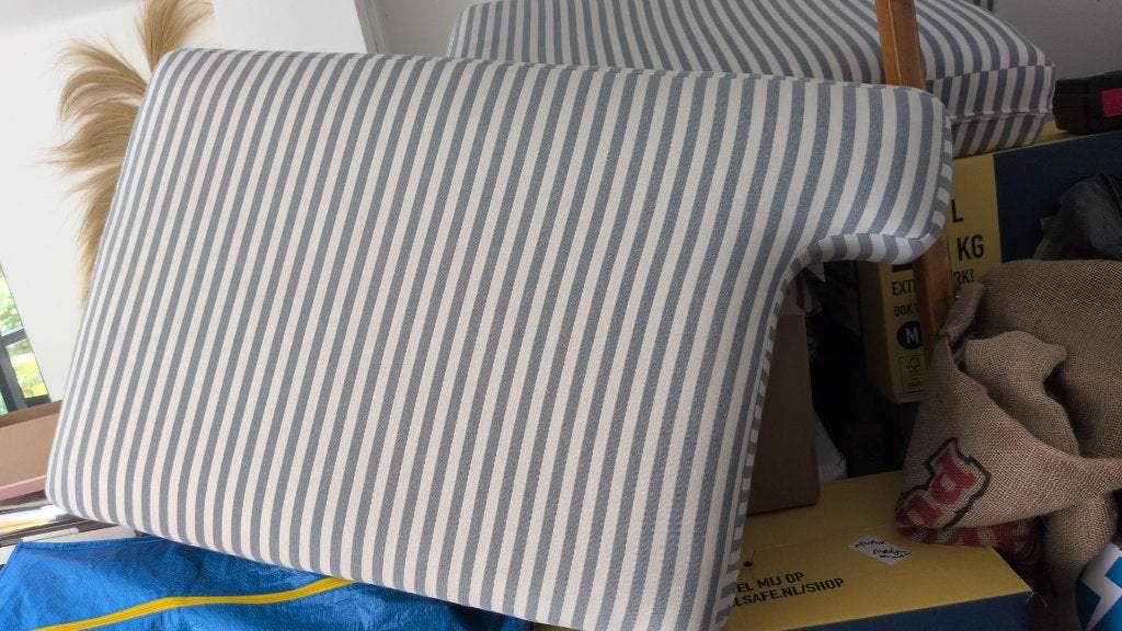 bankkussens, Huis en Inrichting, Woonaccessoires | Kussens, Ophalen, Gebruikt, Wasbaar, Blauw