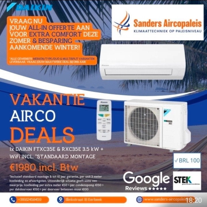 Airco systemen daikin mitsubishi lg montage binnen 1week !, Nieuw, 3 snelheden of meer, Ophalen of Verzenden, Wandairco