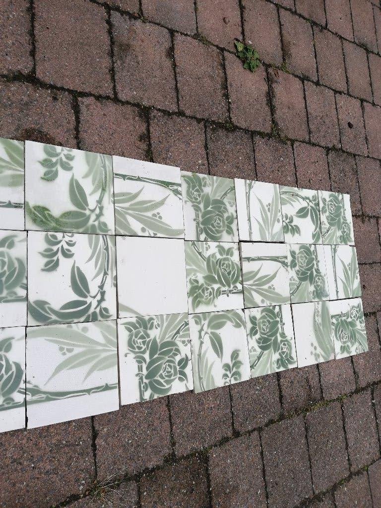 40 st Prachtige mix antieke wandtegels zachtgroen 195x45cm, Ophalen