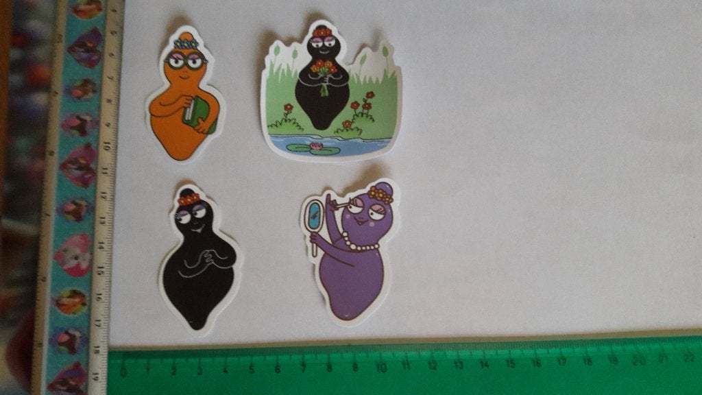 4 pvc auto laptop kliko koelkast Barbapapa stickers, Verzenden