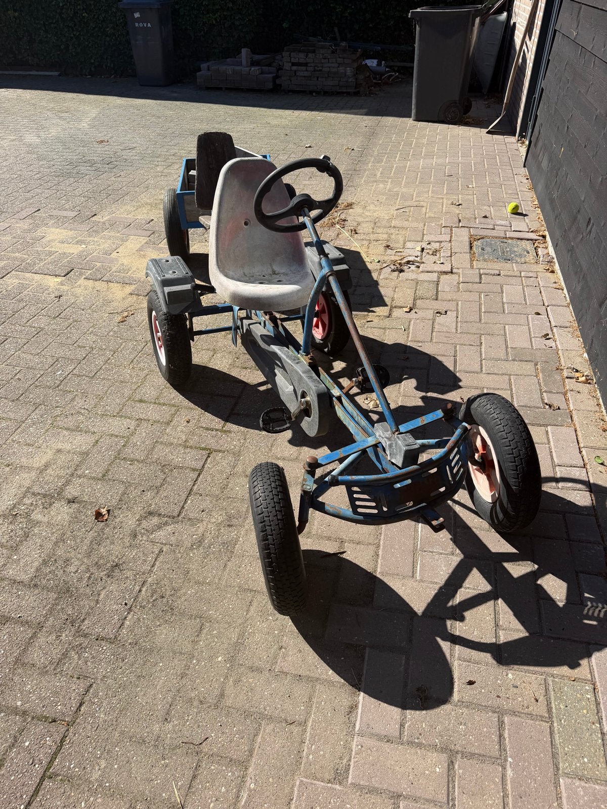 Blauwe mamoet skelter met aanhanger - Gebruikt, Ophalen, Gebruikt, Overige merken, Met kar of aanhanger