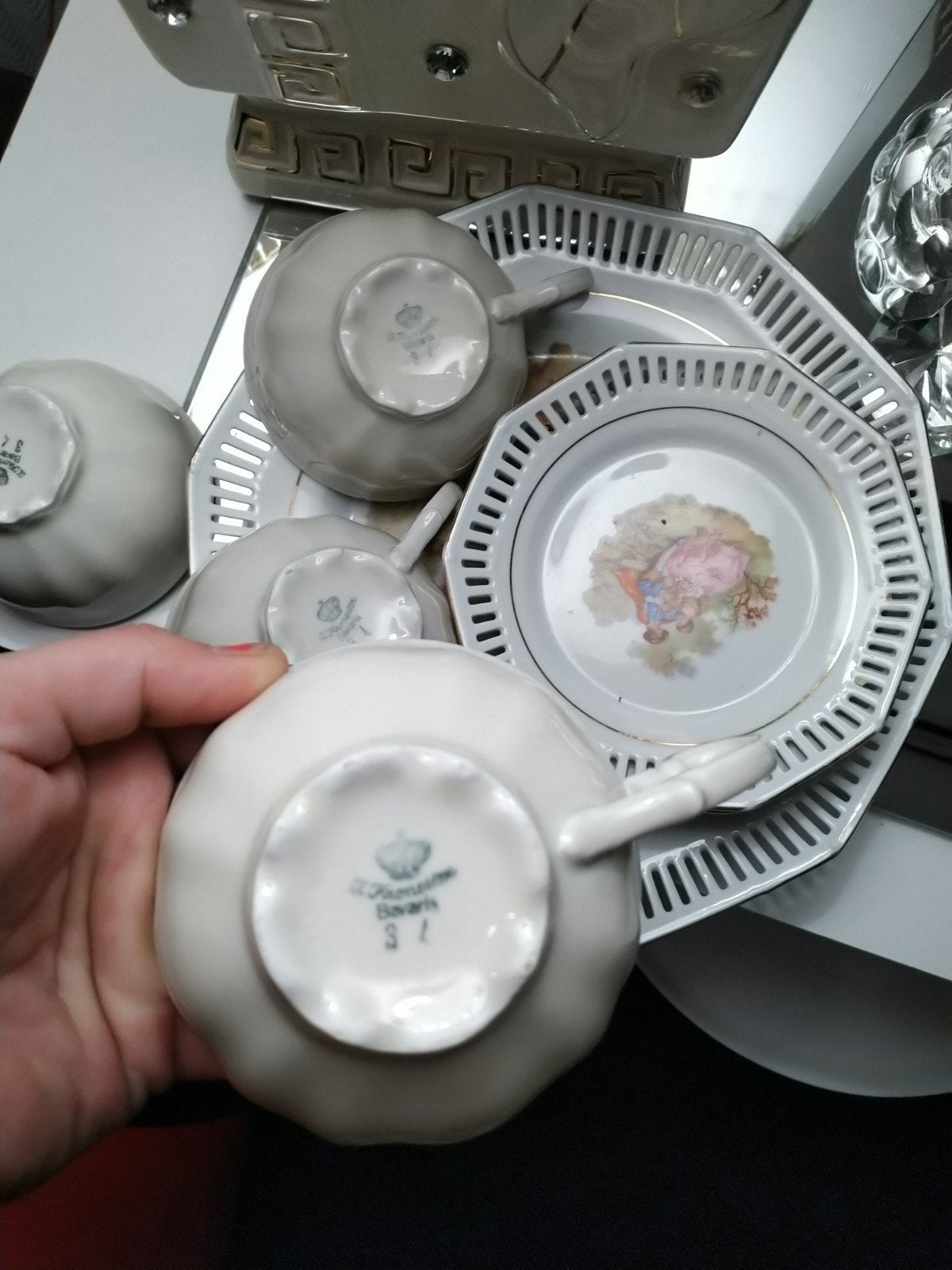 Vintage Royal Franconia Bavaria theekopjes en schotels, Ophalen of Verzenden