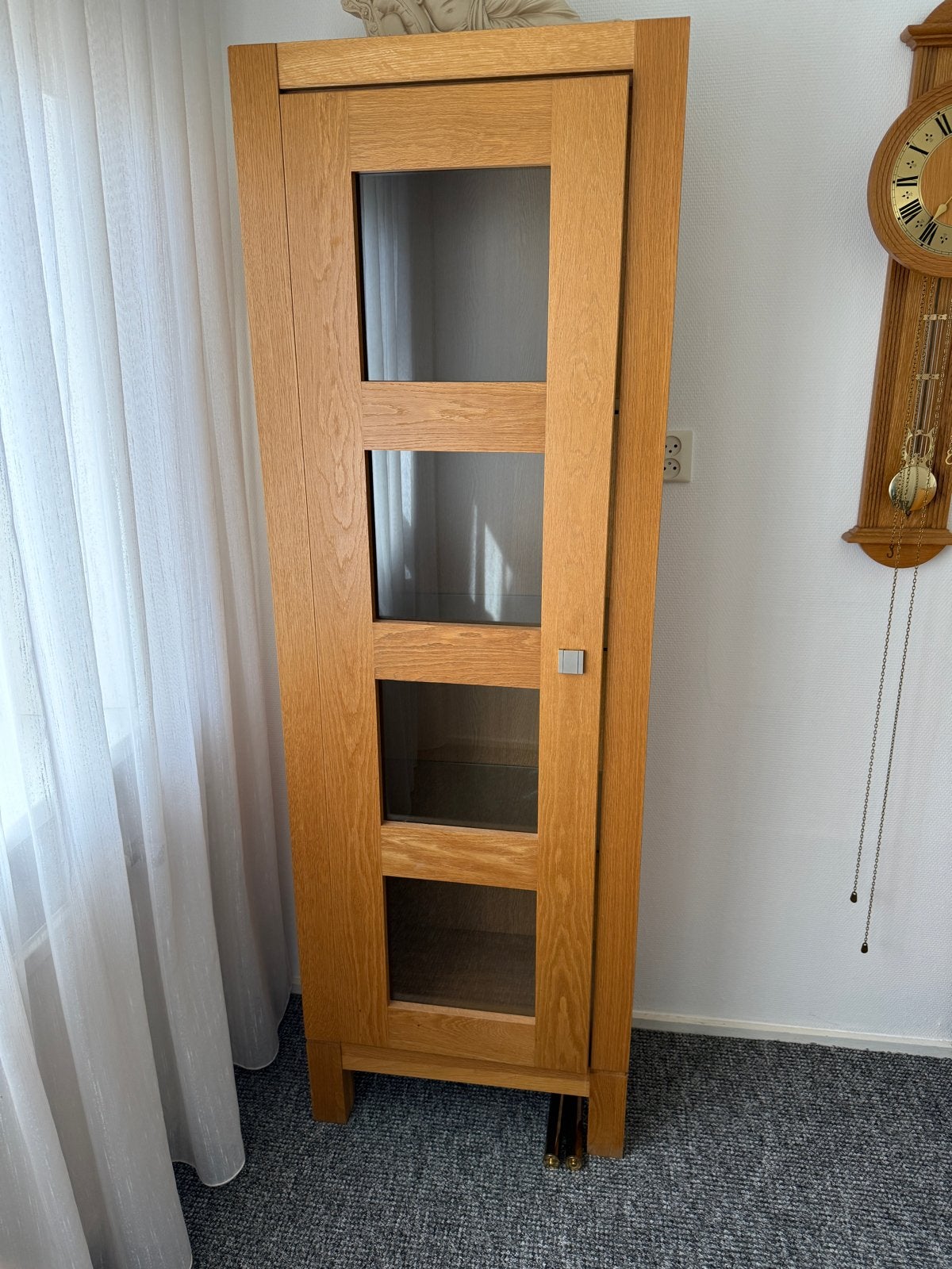 Nette, gebruikte eikenhouten vitrinekasten set, Ophalen, Gebruikt, Eikenhout, 50 tot 100 cm
