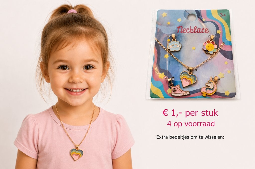 Superleuke kinderketting met extra bedels, Verzenden, Nieuw, Overige kleuren, Ketting