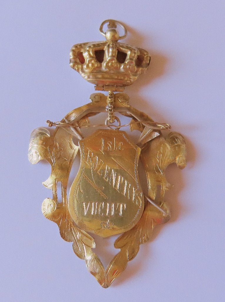 Zeldzame zilveren vergulde boogschutters medaille 1895, incl, Ophalen of Verzenden, Zilver