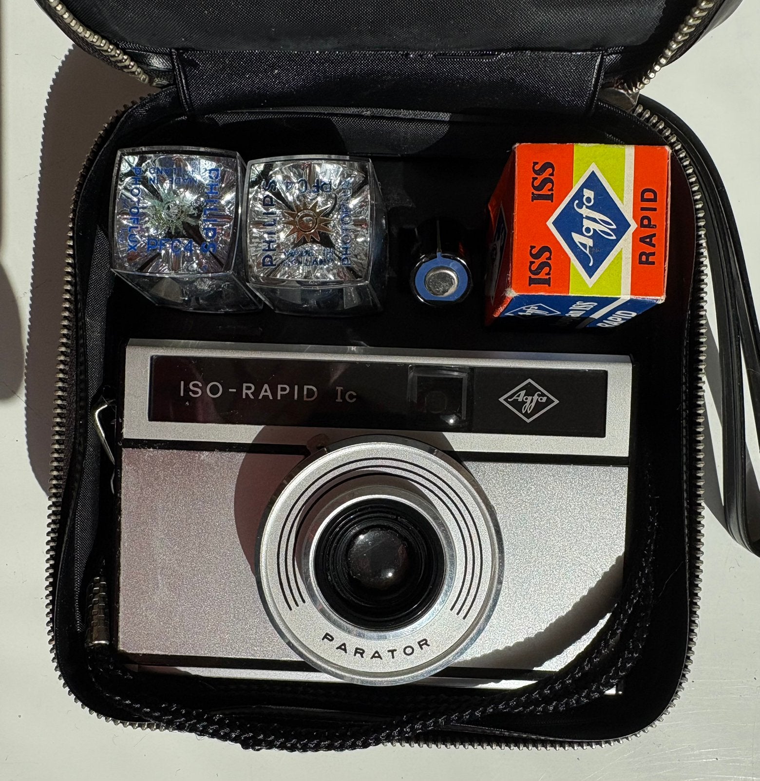 Vintage Agfa Iso-Rapid 1C camera in doos Auto-Set, Ophalen of Verzenden, Gebruikt, Compact, Overige Merken