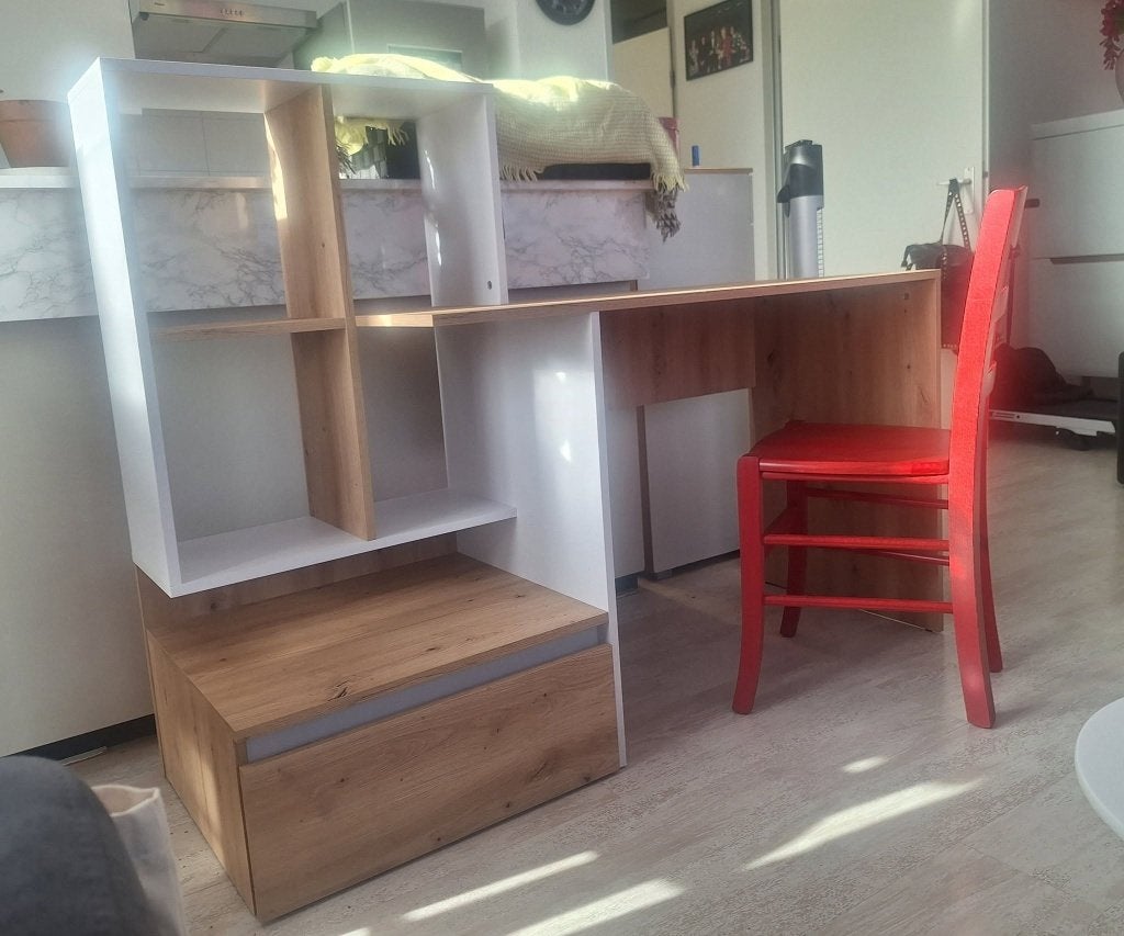 Modern Bureau met Opbergruimte en Lade, Huis en Inrichting, Ophalen, Met lades, 114 cm, Hout