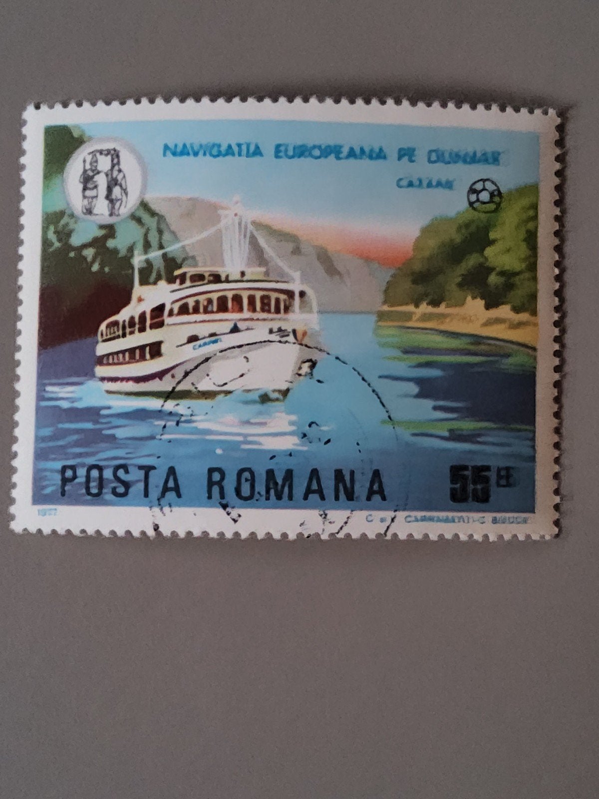 Roemeense postzegel 1977 - Navigatie op de Donau, Verzenden, Overige landen, Gestempeld