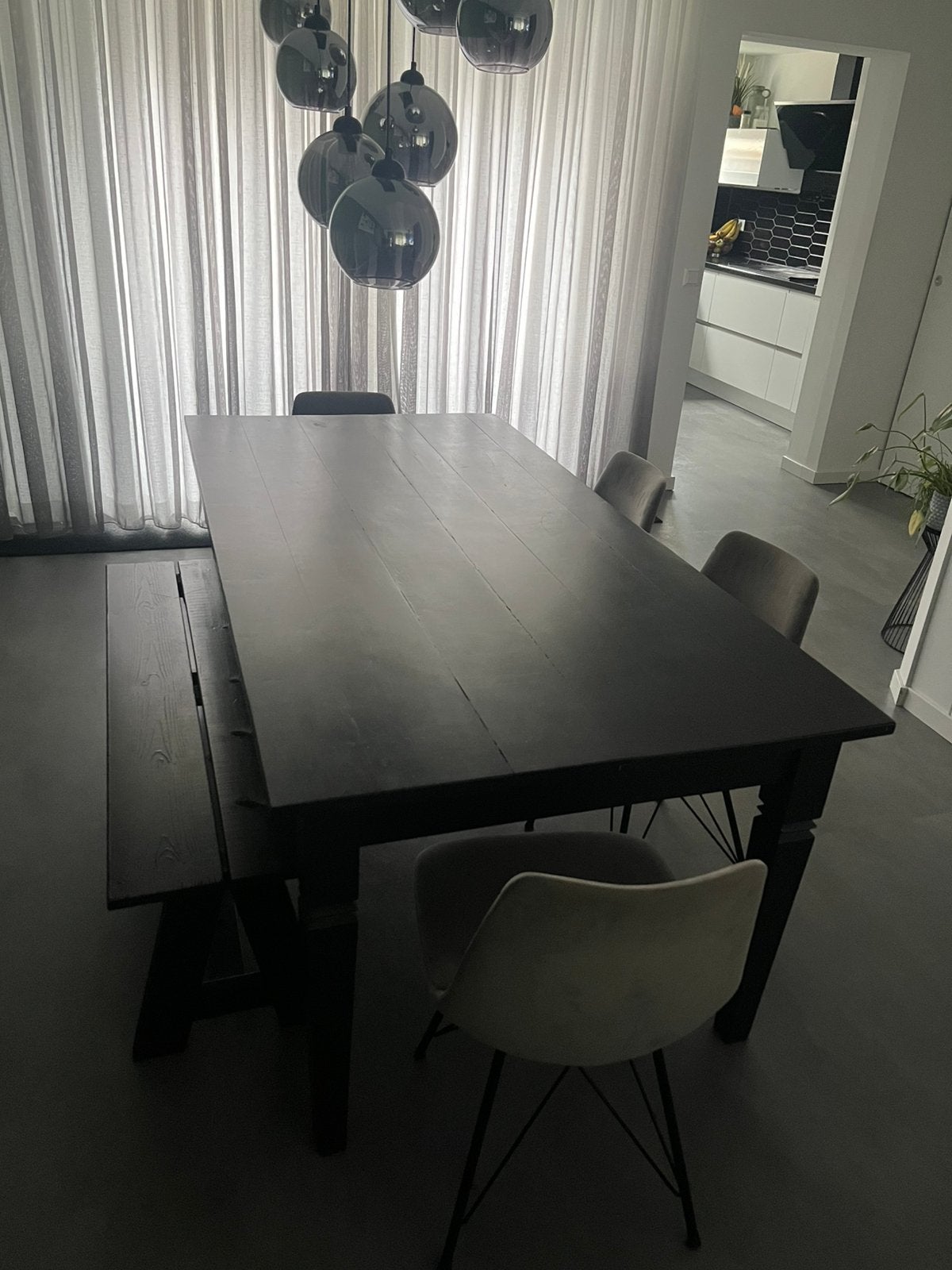 Zwarte eiken houten eettafel, Ophalen, Gebruikt, Eikenhout, 50 tot 100 cm
