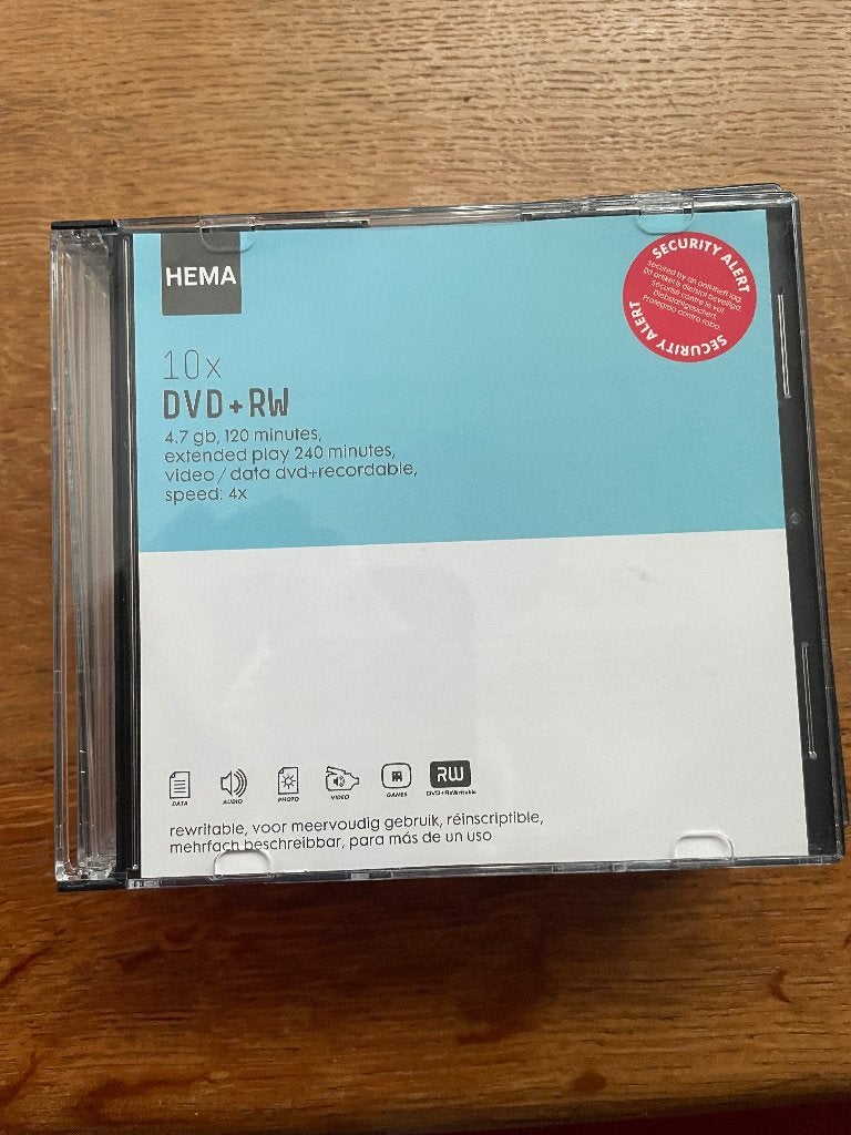 10x Hema DVD RW 4,7Gb in doosje, Computers en Software, Beschrijfbare discs, HEMA, Herschrijfbaar, Nieuw, Ophalen of Verzenden