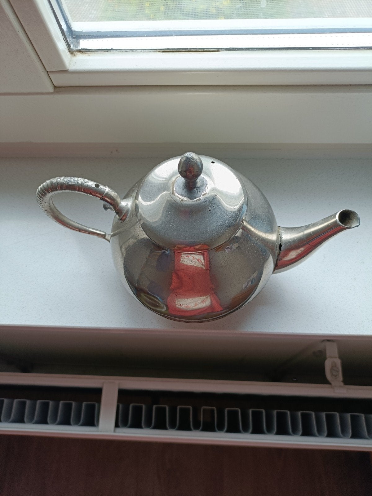 Vintage Tinnen Theepot - Made in Holland met Molenmerk, Antiek en Kunst, Ophalen