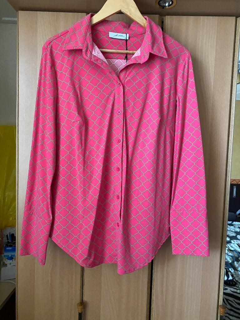 Nieuw travelstof blouse roze/lichtbruin Ambika, Maat 46/48 (XL) of groter, Nieuw, Ophalen of Verzenden, Roze