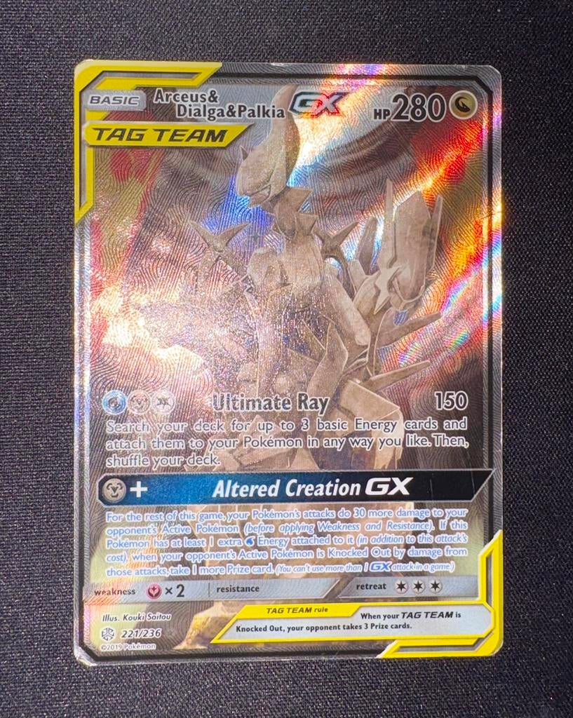 Arceus & Dialga & Palkia GX 221, Ophalen of Verzenden, Zo goed als nieuw