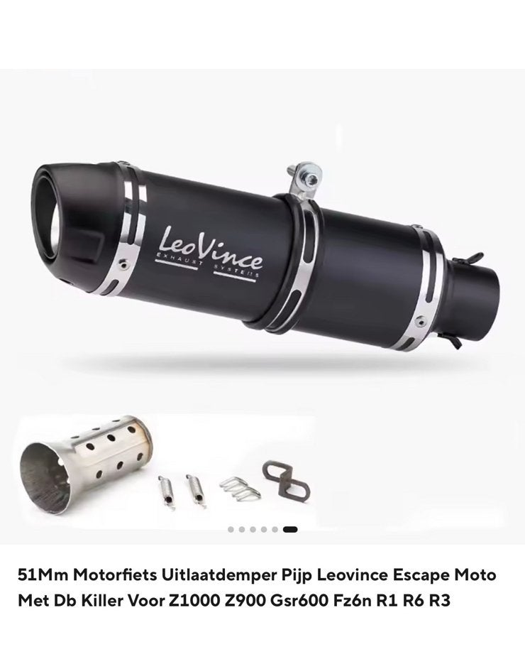 Nieuwe LeoVince uitlaatdemper 51mm met DB-killer, Verzenden