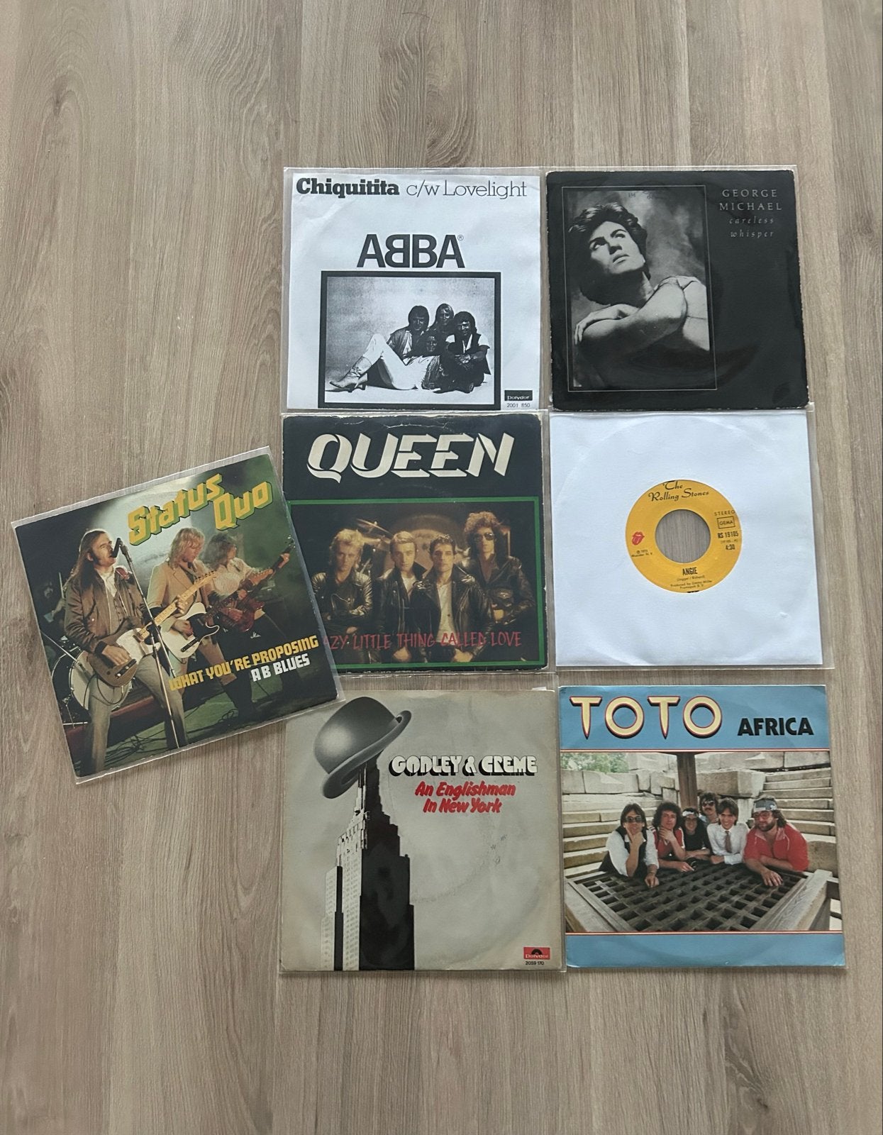 Singles Partij: ABBA, Queen, George Michael, Toto, Stones, Gebruikt, Originele persing, 7 inch, Ophalen of Verzenden