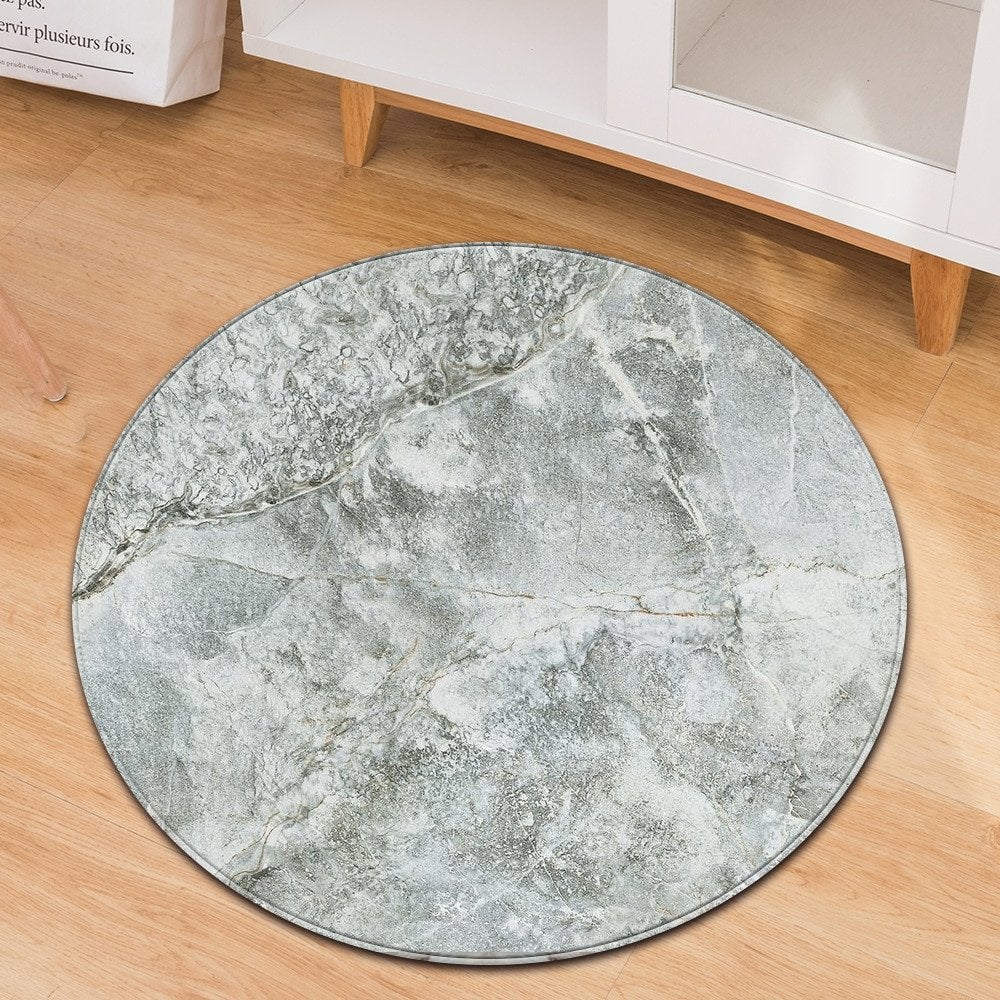 Grijs Marmer Rond Vloerkleed / Tapijt Vloermat Steen Mat, Verzenden, 150 tot 200 cm, Rond, Nieuw