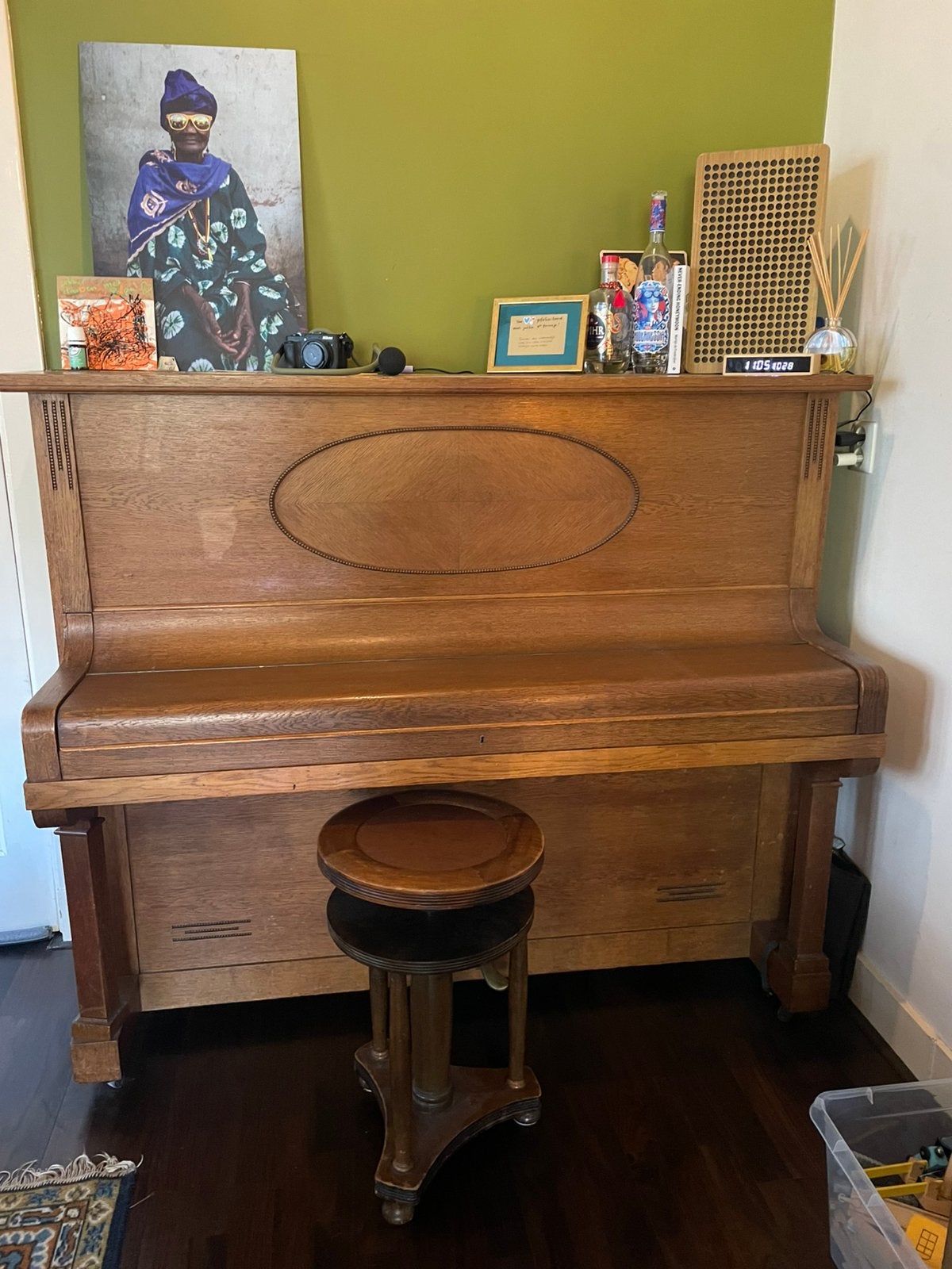 Piano met kruk, Ophalen, Gebruikt, Bruin, Piano