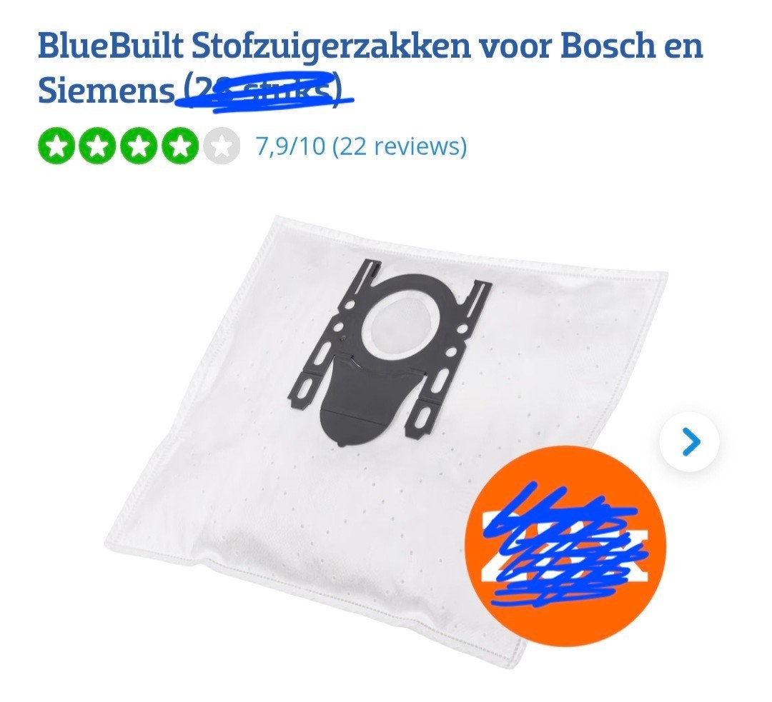 BlueBuilt Stofzuigerzakken voor Bosch en Siemens, Witgoed en Apparatuur, Stofzuigers, Ophalen of Verzenden, Nieuw