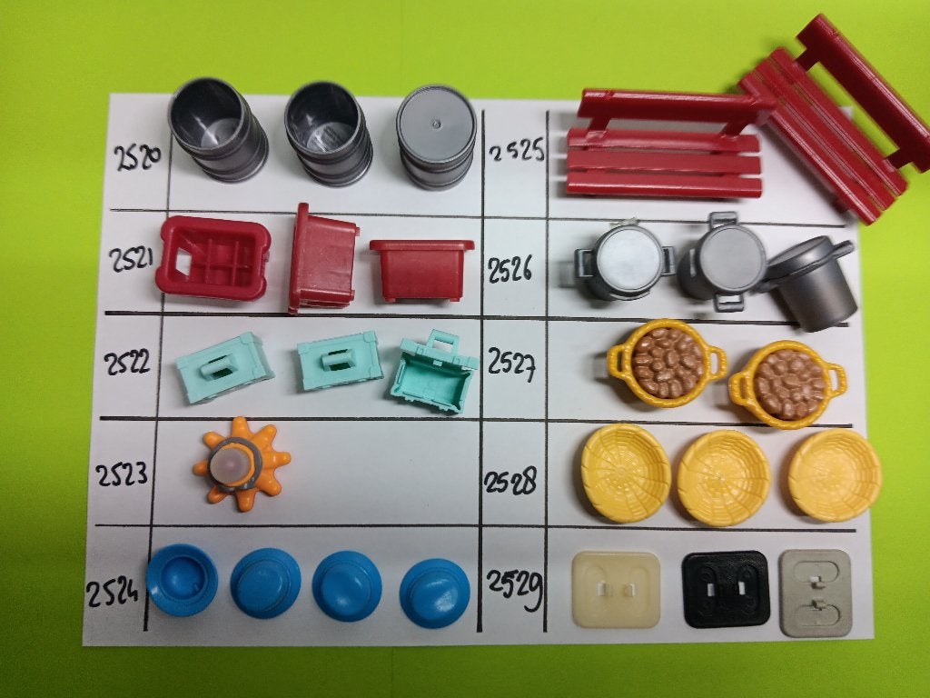 Playmobil Onderdelen 2520-29 Hoed Ton Krat Voetplaat, Verzenden, Gebruikt, Losse onderdelen