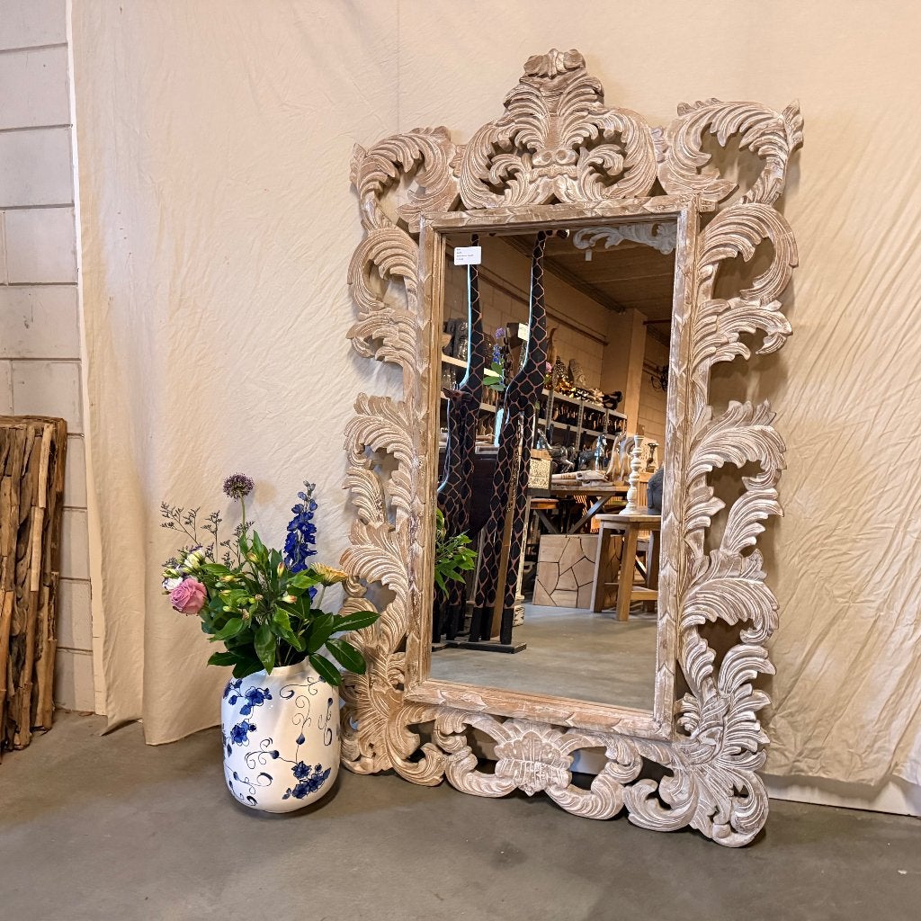 barok spiegel houten lijst 165 x 100 cm - Gratis bezorgd
