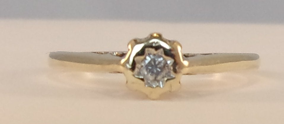 Gouden ring met Briljant / Diamant, Sieraden, Tassen en Uiterlijk, Ringen, Verzenden, Zo goed als nieuw, 17 tot 18, Met edelsteen