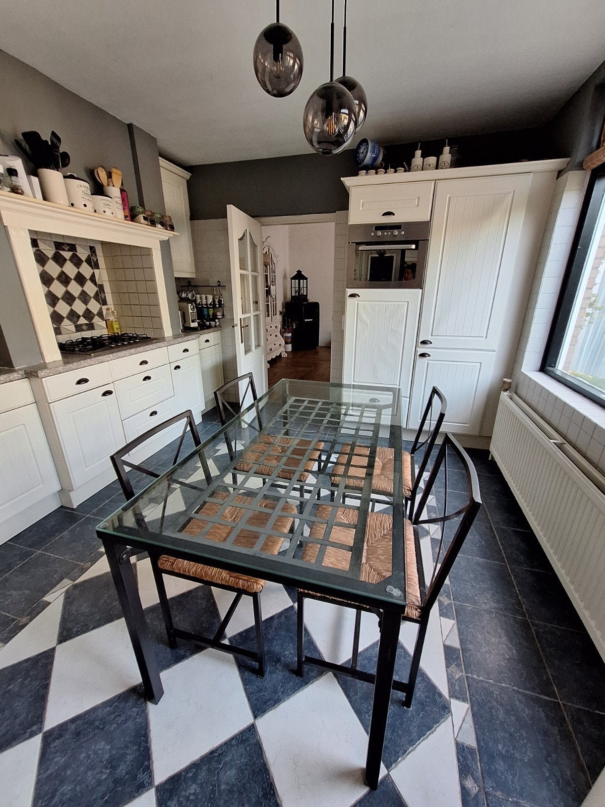 Eettafel ikea Granås met stoelen, Ophalen, Gebruikt, 50 tot 100 cm, Glas