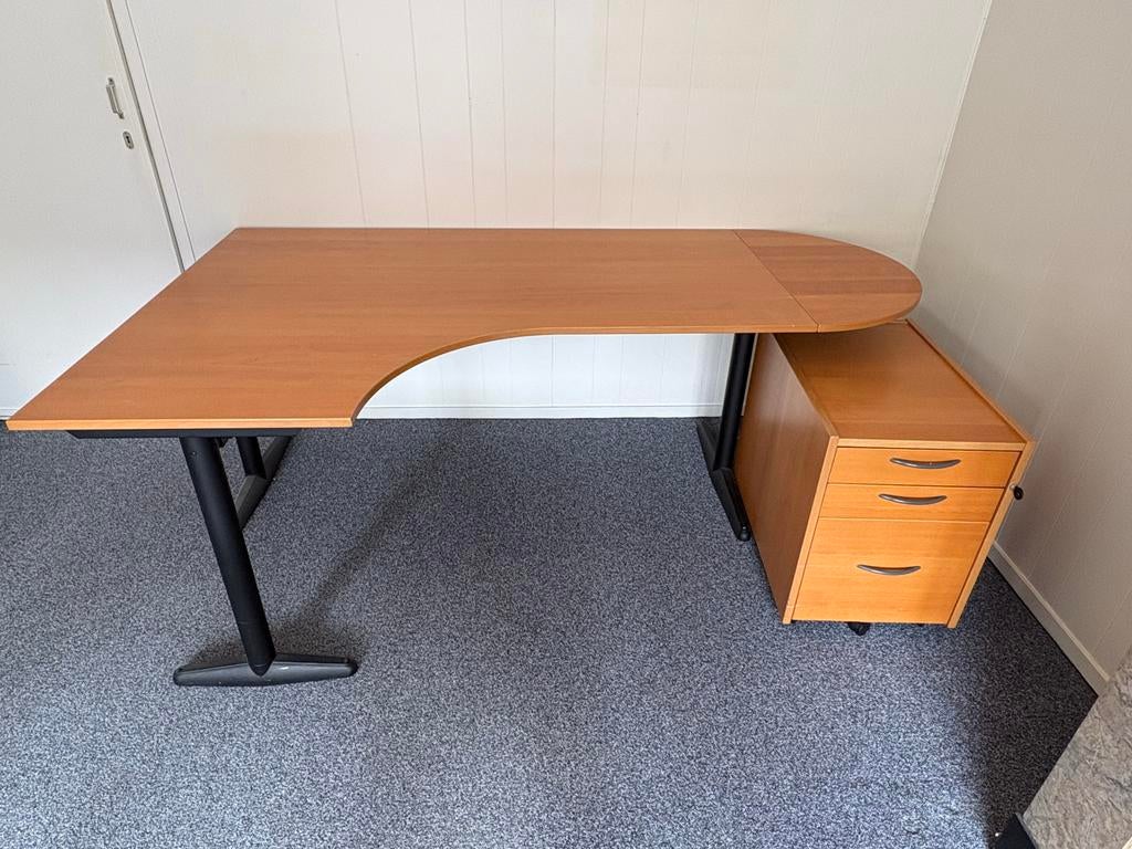 IKEA Bureau met ladeblok - 160x80 en 120x80, Huis en Inrichting, Ophalen of Verzenden, Met lades, Zo goed als nieuw, IKEA