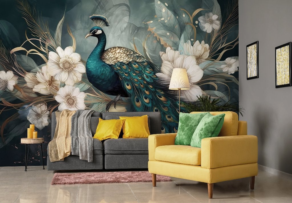 Fotobehang / Behang - Hotel Chique - Pauw en Luxe Bloemen, Fotobehangkoning.nl, Hoogeveen, Art deco, Info@fotobehangkoning.nl