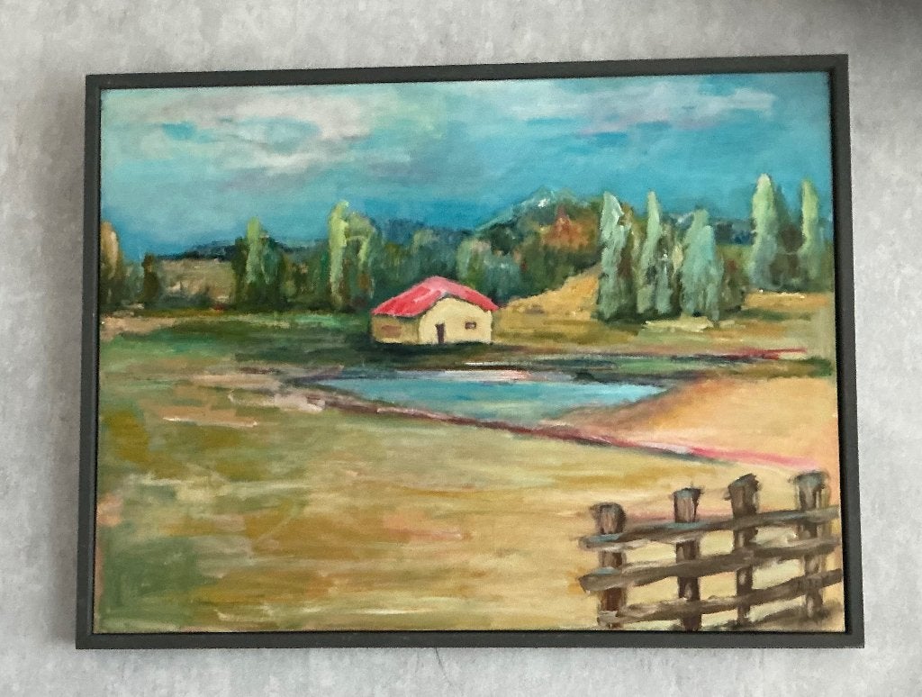 Expressief landschap in olieverf, Ophalen, Overige materialen, Gesigneerd, Olieverf
