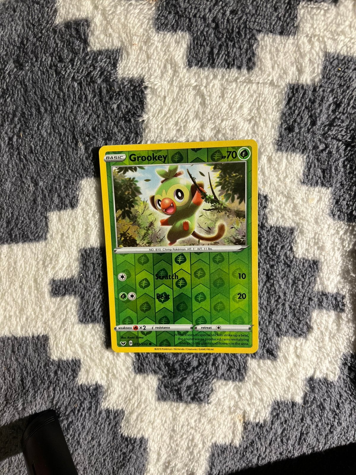 Grookey Holo Pokémon Kaart - Goede Staat, Ophalen of Verzenden, Zo goed als nieuw, Losse kaart, Foil