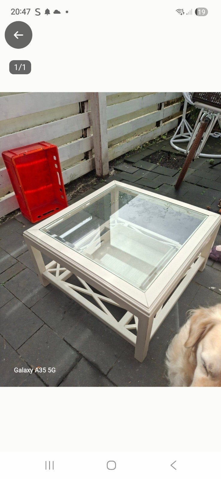 Salontafel 80x80 met glasplaat, Ophalen, 50 – 75, Gebruikt, 50 tot 100 cm