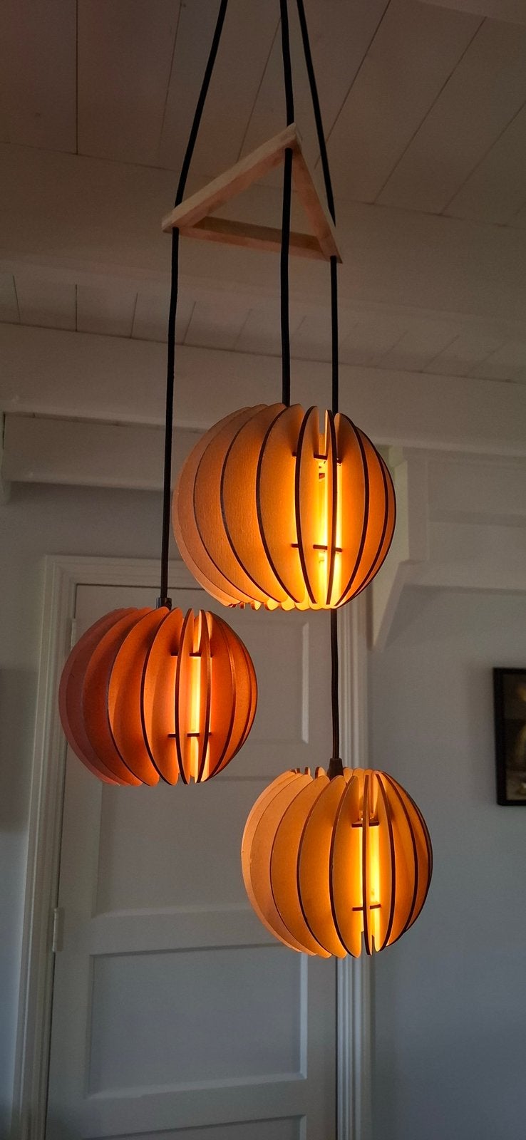 Hanglamp van Tjalle en Jasper - hout - Dutch design, Ophalen of Verzenden, Zo goed als nieuw, Hout, E14 (klein)