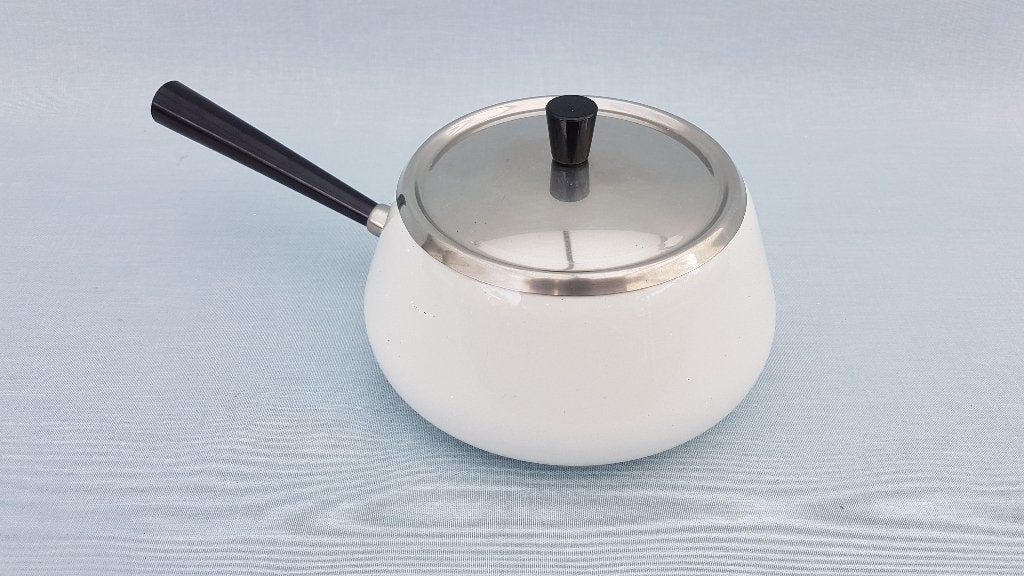 Fonduepan | emaille fondue pan met deksel, Ophalen of Verzenden, Zo goed als nieuw, Overige materialen, Overige typen