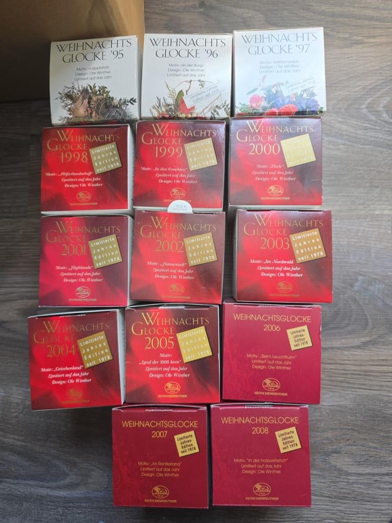 Hutschenreuther kerstklokken 1995–2008 – complete set met do, Ophalen of Verzenden