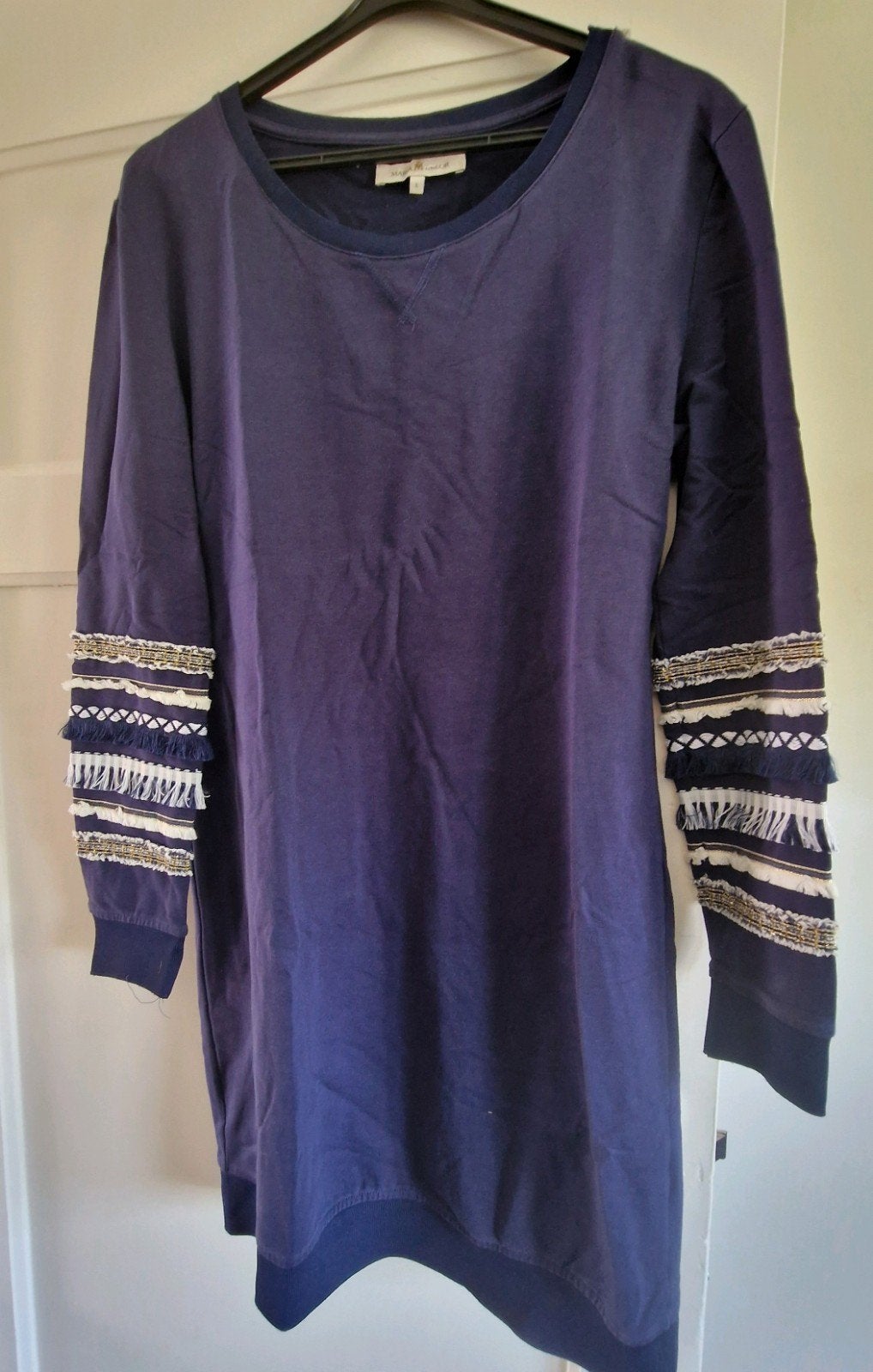 Maria M Tailor jurk met franjes maat L, Maat 42/44 (L), Ophalen of Verzenden, Zo goed als nieuw, Onder de knie